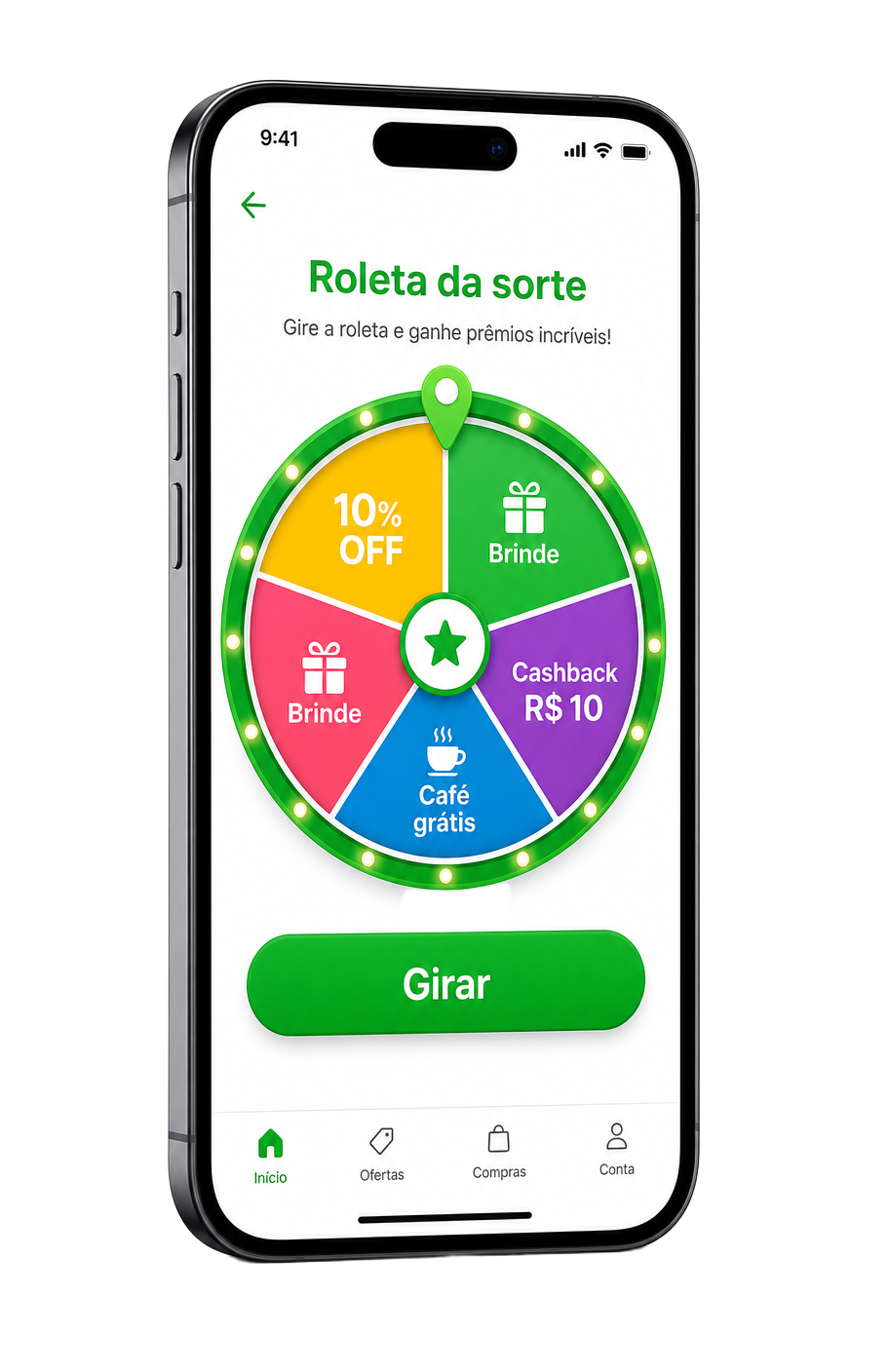 Tela da roleta da sorte no app Fydely